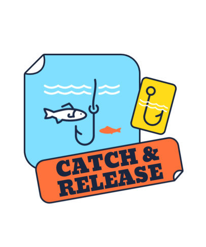 T-Shirt Design Template for Fishing Enthusiasts Featuring Simple Icons