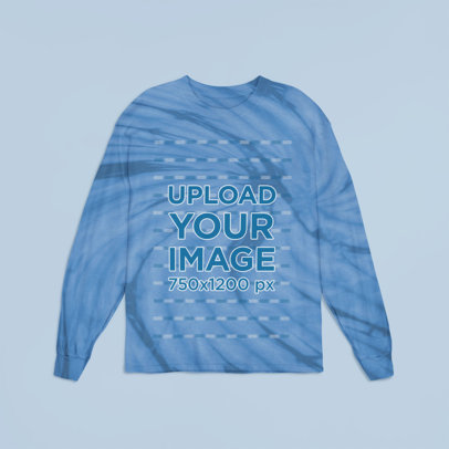 Tie-Dye Long Sleeve Tee Mockup Featuring a Plain Background m4110