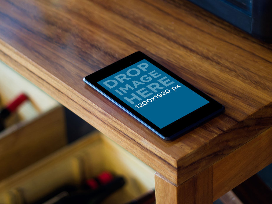 Product Mockup, Black Portrait Nexus 7 At Wine Shop