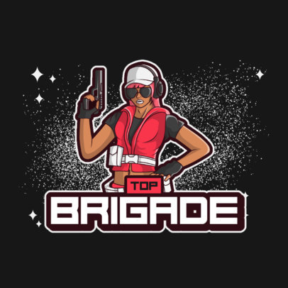 Logo Maker for a Shooting Games Team with an Illustration of a Woman