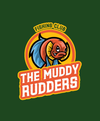 Illustrated T-Shirt Design Template for a Fishing Club