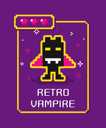 T-Shirt Design Maker Featuring an 8-Bit Gaming Vampire