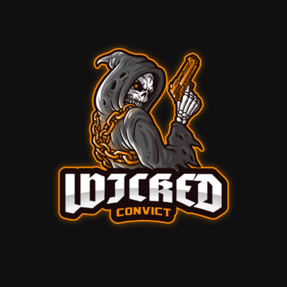 Gaming Logo Generator Featuring a Scary Reaper with a Gun
