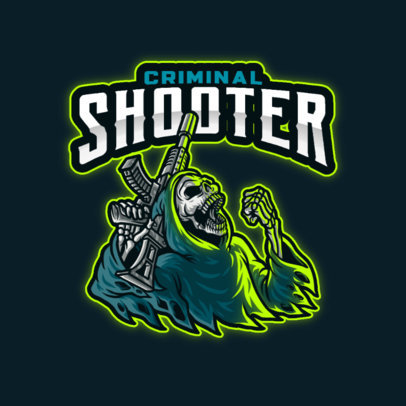 Logo Template Featuring a Sinister Reaper with a Machine Gun