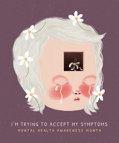 Illustrated T-Shirt Design Generator with a Mental Health Awareness Quote 3524b