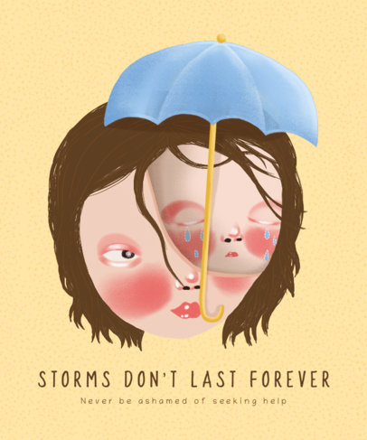 T-Shirt Design Template with a Mental Health Visibility Quote 3524e