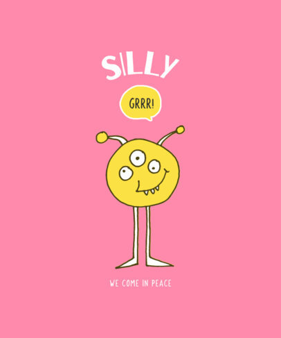 Kids T-Shirt Design Template Featuring a Funny Monster 
