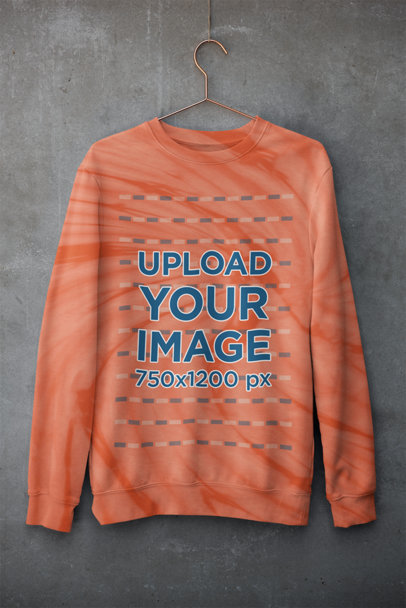 Mockup of a Tie-Dye Sweatshirt Hanging on a Wall m4125