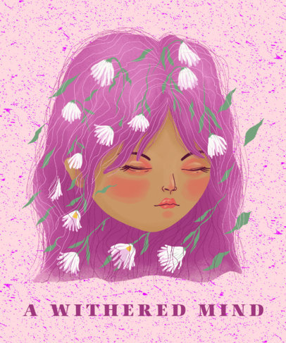 T-Shirt Design Template for a Neurodiversity Observance Holiday Featuring an Illustrated Face 3524g