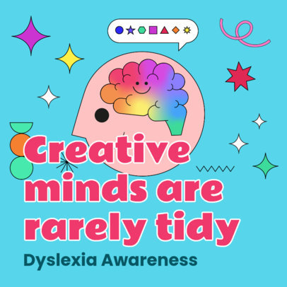Colorful Instagram Post Creator to Spread Awareness About Dyslexia