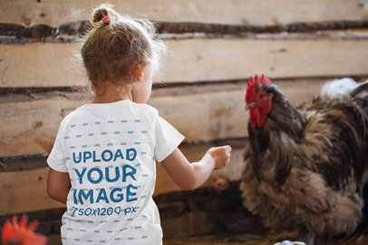 Back-View T-Shirt Mockup of a Little Girl Feeding a Chicken 45323-r-el2