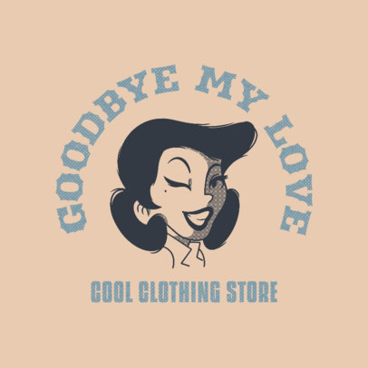 Vintage Logo Maker Featuring a Cartoonish Illustration of a Woman