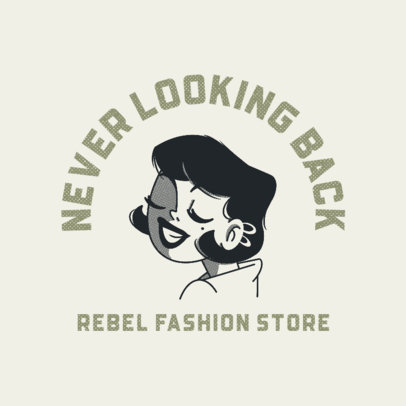 Clothing Brand Logo Template with a Vintage-Styled Illustration of a Woman