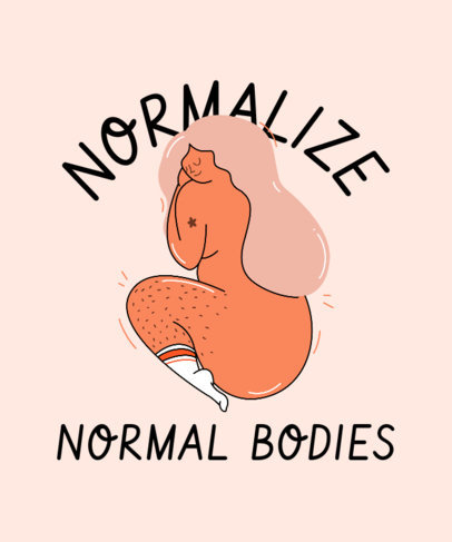 Quote T-Shirt Design Template Featuring an Illustration of a Curvy Woman