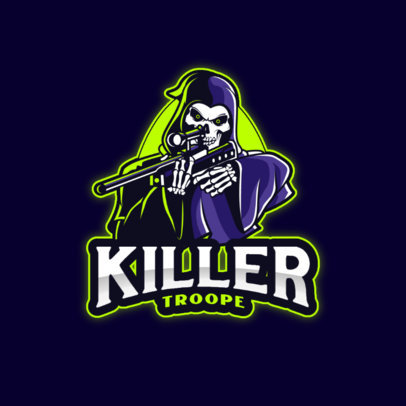 Gaming Logo Template Featuring a Killer Reaper Character