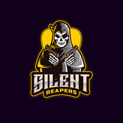 Gaming Logo Generator Featuring an Illustrated Reaper with Guns