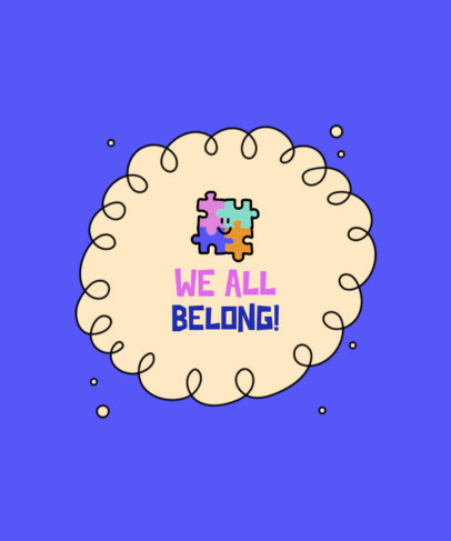 T-Shirt Design Template with a Colorful Puzzle Embracing Autism