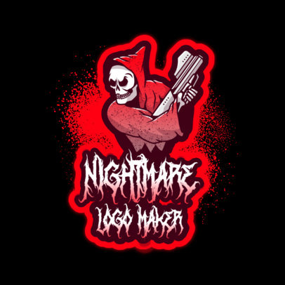 Logo Template for Gamers Featuring a Reaper Holding a Gun