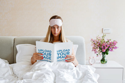 Book Mockup of a Woman Reading in Bed M3532-r-el2