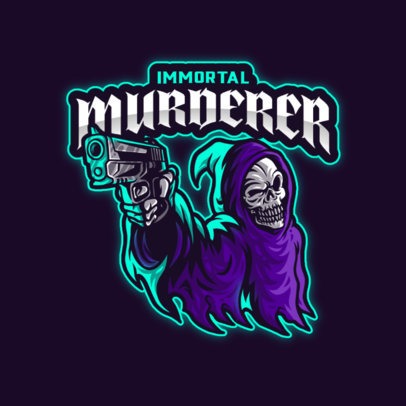 Gaming Logo Template Featuring a Reaper Character with a Gun