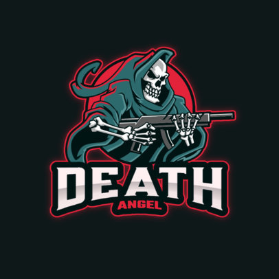 Illustrated Logo Maker for a Gaming Squad Featuring an Armed Reaper