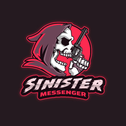 Gaming Logo Maker Featuring an Eerie Reaper with a Gun