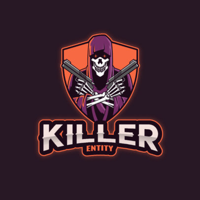 Illustrated Logo Maker Featuring a Grim Reaper with Short Guns