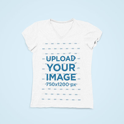 Mockup of a Heathered V-Neck Tee Laid Flat Over a Solid Surface 