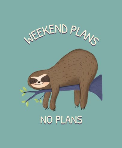 T-Shirt Design Template Featuring Funny Illustrations of Sloths