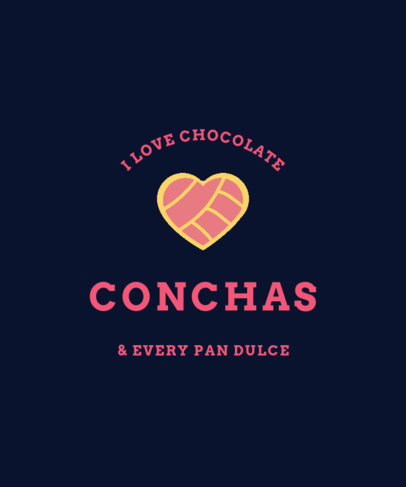 T-Shirt Design Template Featuring Minimal Icons of Pan Dulce