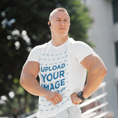 T-Shirt Mockup Featuring a Muscular Man Posing m2687-r-el2