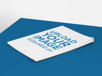 Magazine Mockup Lying on a Two Colors Surface