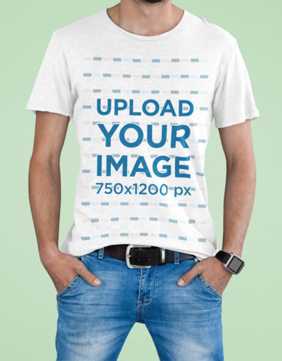 T-Shirt Mockup Featuring a Man Doing a Simple Pose in a Studio