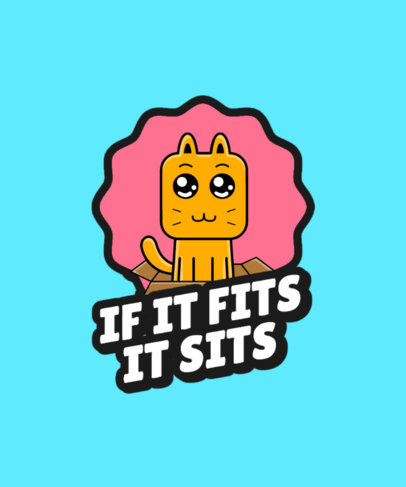 Fun T-Shirt Design Template with Graphics of Cats Playing with Boxes