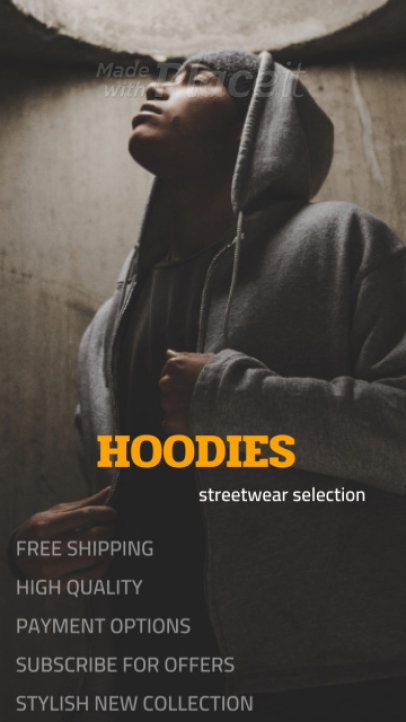 Instagram Story Video Maker for a Streetwear Hoodies Brand 1555a-3077-el1
