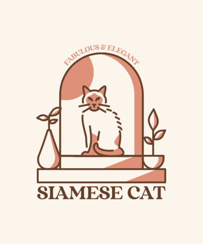Minimalistic T-Shirt Design Template with Graphics of Cat Breeds