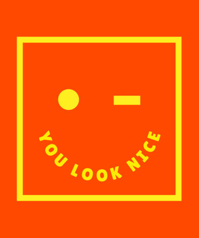 Quote T-Shirt Design Template Featuring a Square Smiley Face