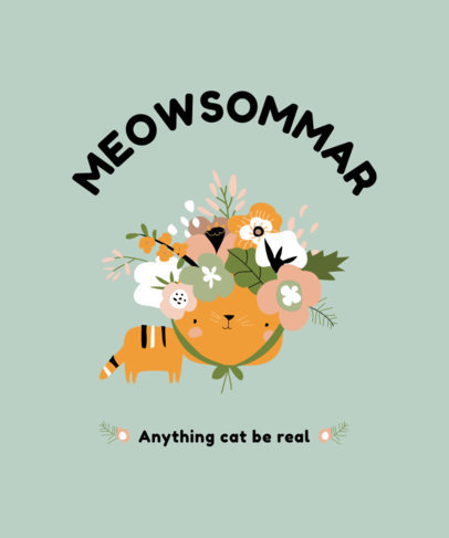 T-Shirt Design Template Featuring Illustrations of Cats