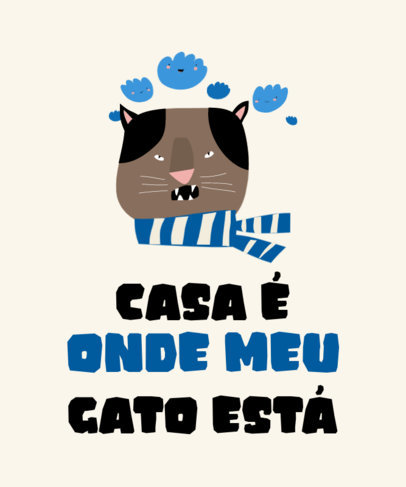 Simple T-Shirt Design Maker with a Portuguese Quote for Cat Owners