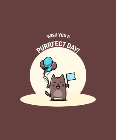 Illustrated T-Shirt Design Maker Featuring a Cute Kitten Holding Some Balloons 