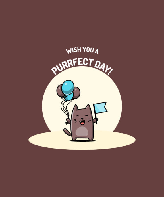 Illustrated T-Shirt Design Maker Featuring a Cute Kitten Holding Some Balloons 