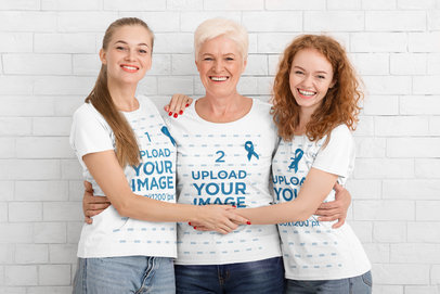 T-Shirt Mockup Featuring Three Happy Women Standing Close Together 
