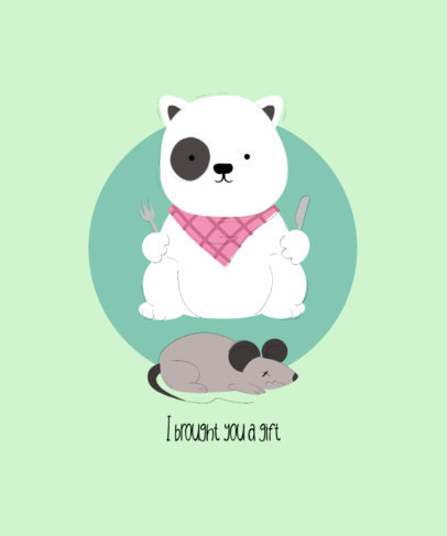 Illustrated T-Shirt Design Maker with a Hungry Cat