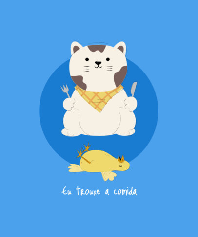 Funny T-Shirt Design Creator Featuring a Hungry Cat Graphic