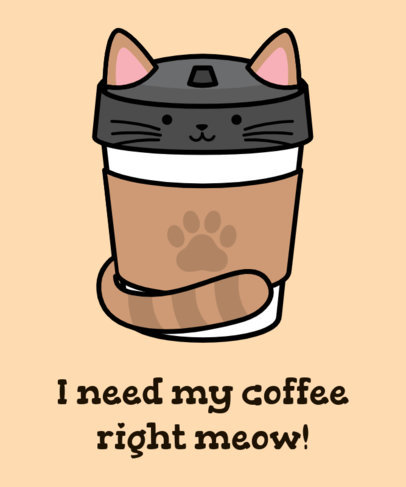 Illustrated T-Shirt Design Generator with a Coffee Cup-Shaped Cat