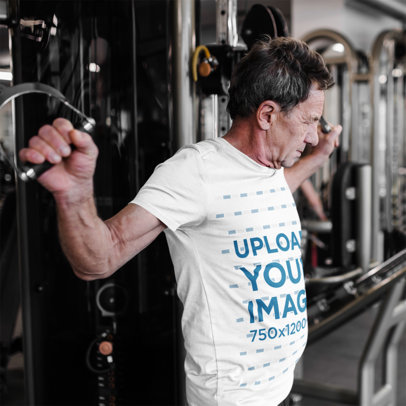Activewear Mockup of a Senior Man Wearing a T-Shirt at the Gym 