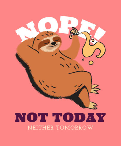 Illustrated T-Shirt Design Maker Featuring a Sloth Smoking 