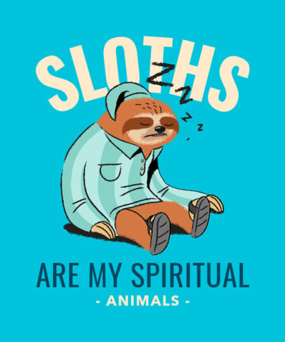 Quote T-Shirt Design Template Featuring a Sleepy Sloth Illustration 