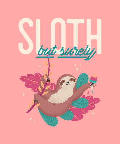 Cute T-Shirt Design Generator Featuring a Sloth Holding an Ice-Cream 3540h