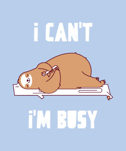 T-Shirt Design Template with an Illustration of a Sloth on a Branch